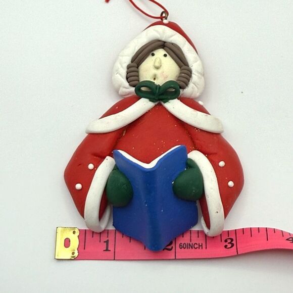 CUTE! Molded Clay 3D Christmas Ornament Caroler Singing - Picture 5 of 5